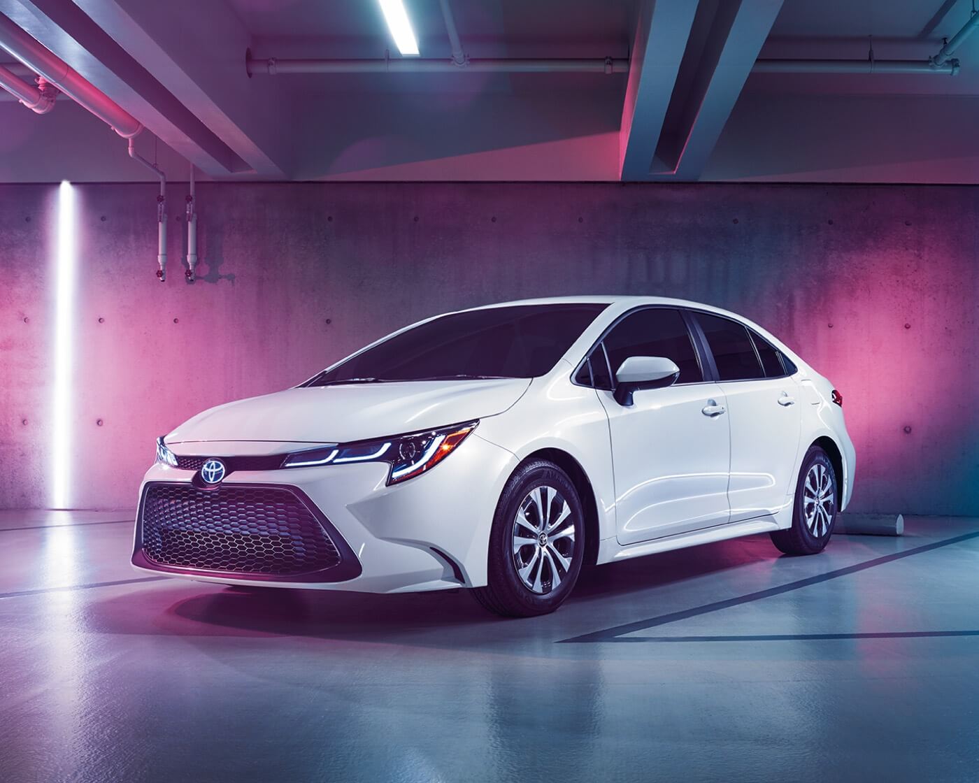three quarter front view of the 2022 Toyota Corolla hybrid