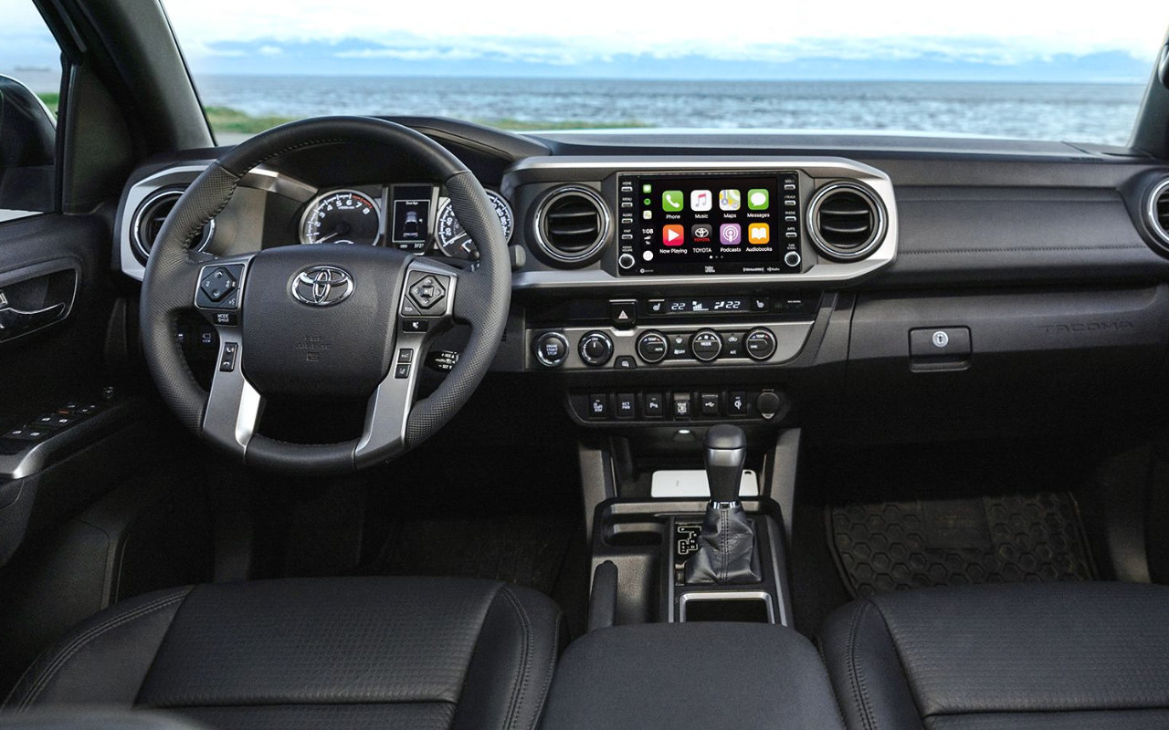 cockpit and dashboard view of a 2023 Toyota Tacoma