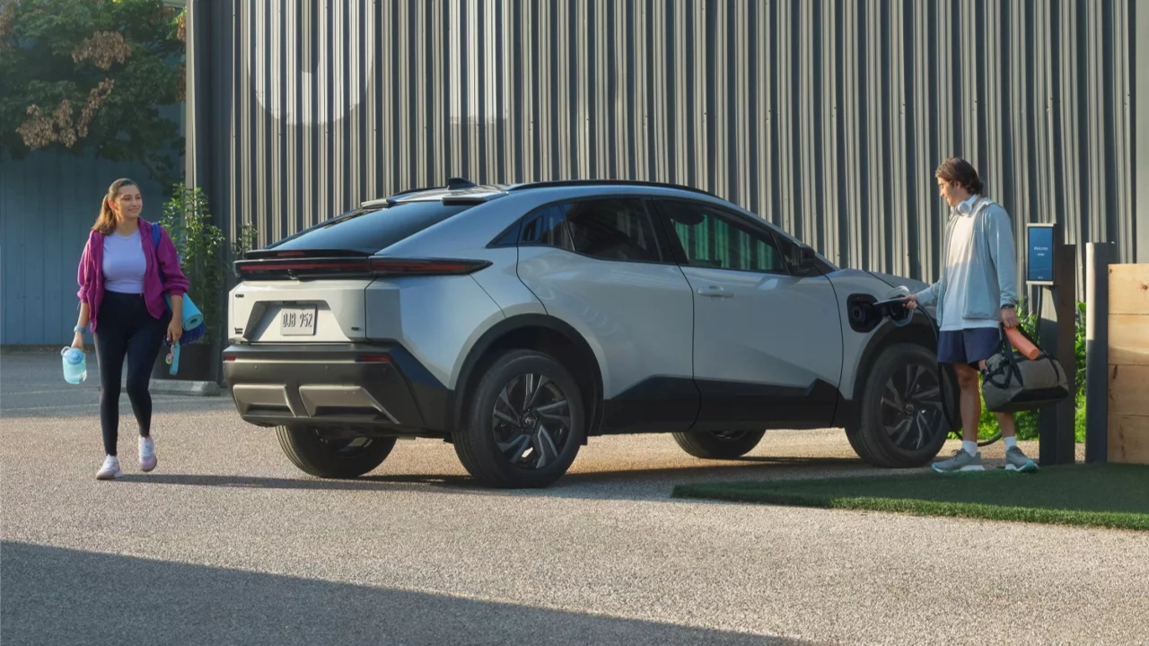 rear side view of a 2026 electric Toyota CH-R