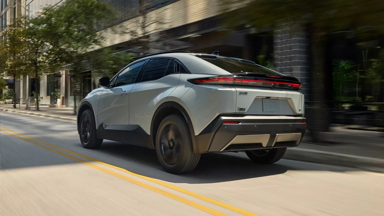 rear side view of a 2026 electric Toyota CH-R