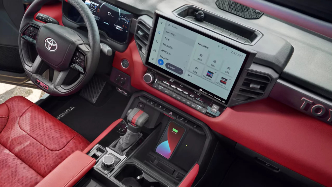 Interior view and dashboard of a 2026 Toyota Tundra